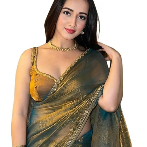Women's Soft Zimmy Choo Fandy Silk Saree With Hand Work Lace