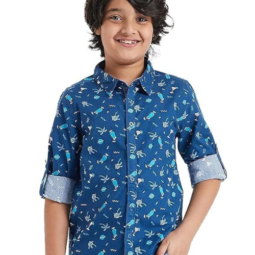 Jam & Honey Regular Fit Boys 100% Cotton Printed Full Sleeves Shirt